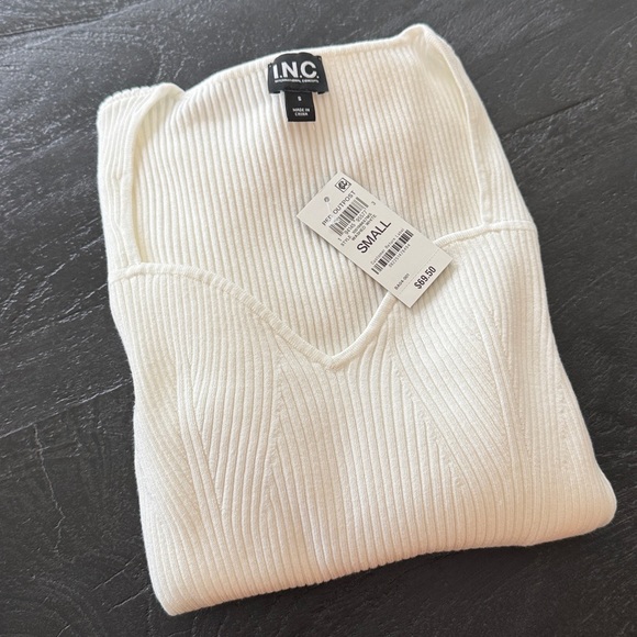 INC International Concepts Tops - INC International Concepts White Fitted Ribbed Top